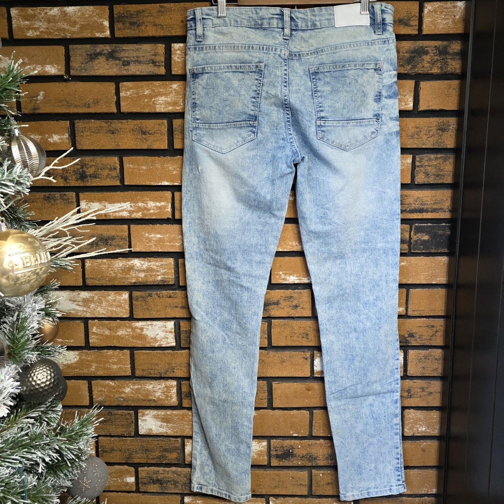 Southpole Mens 32x32 Work Jeans Skinny Moto Ribbed Acid Wash Distressed FLAW - Picture 5 of 16